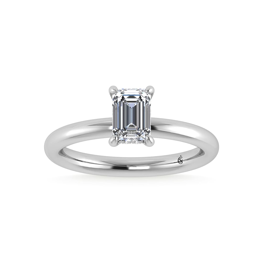 14K White Gold Lab Grown Diamond 1 1/20Ct.Tw. Emerald Shape Engagement Ring (IGI Certified Center (1 of 4)