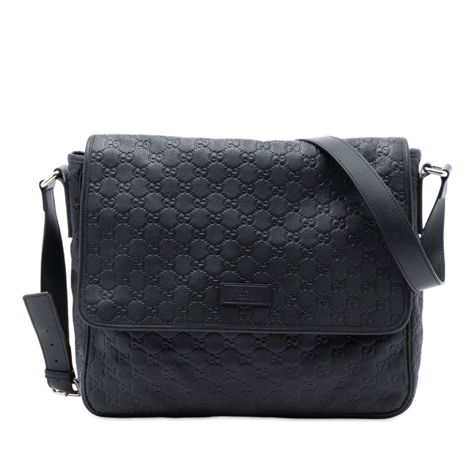 Gucci Guccissima Black Leather Messenger Crossbody Bag Italy (1 of 7)