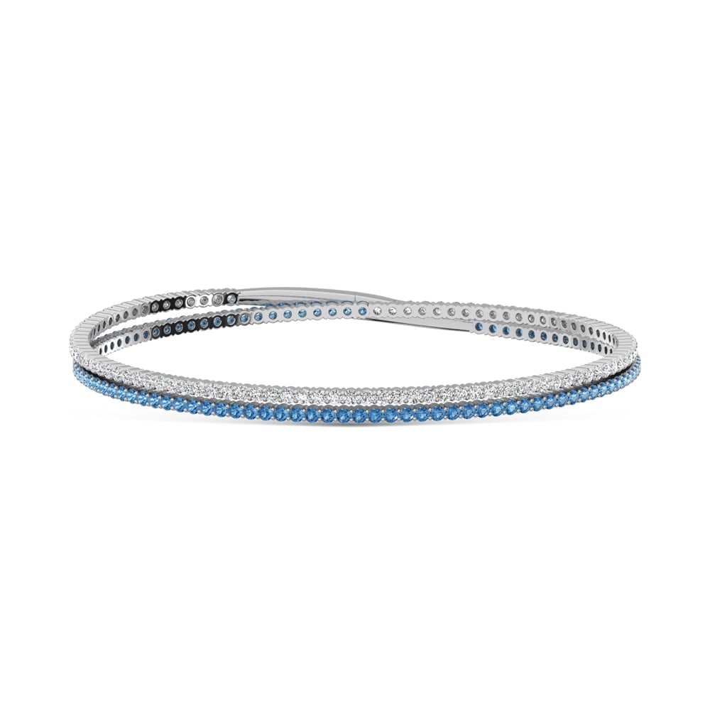 14K White Gold 3 1/2 Ct.Tw. Lab Grown Alternate Blue and White Lab Grown Diamond Flexi Bangle (1 of 3)