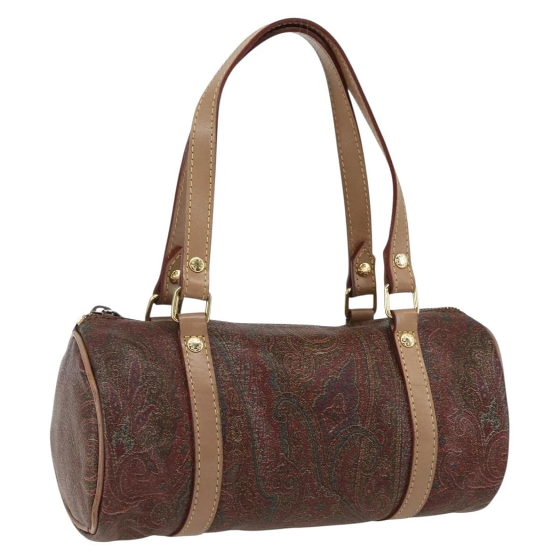 Women's ETRO Bordeaux Paisley PVC Leather Handbag with Gold Accents (1 of 18)