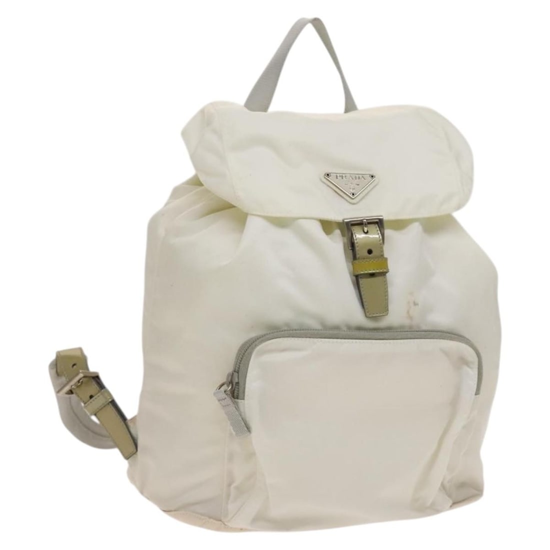 Prada Nylon Backpack with Front Buckle Pocket in White (1 of 18)
