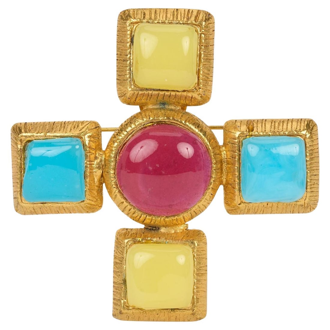 Chanel 1970s Gripoix Cross Pin Pendant Rare Vintage (1 of 4)