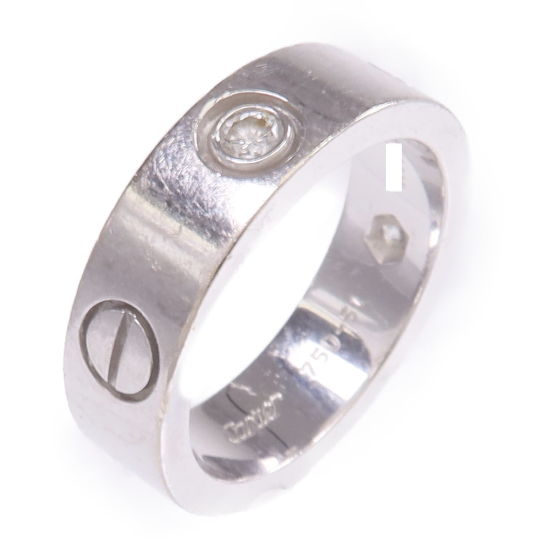 Cartier Love White Gold Ring with Three Diamonds Size 5.75 (1 of 8)