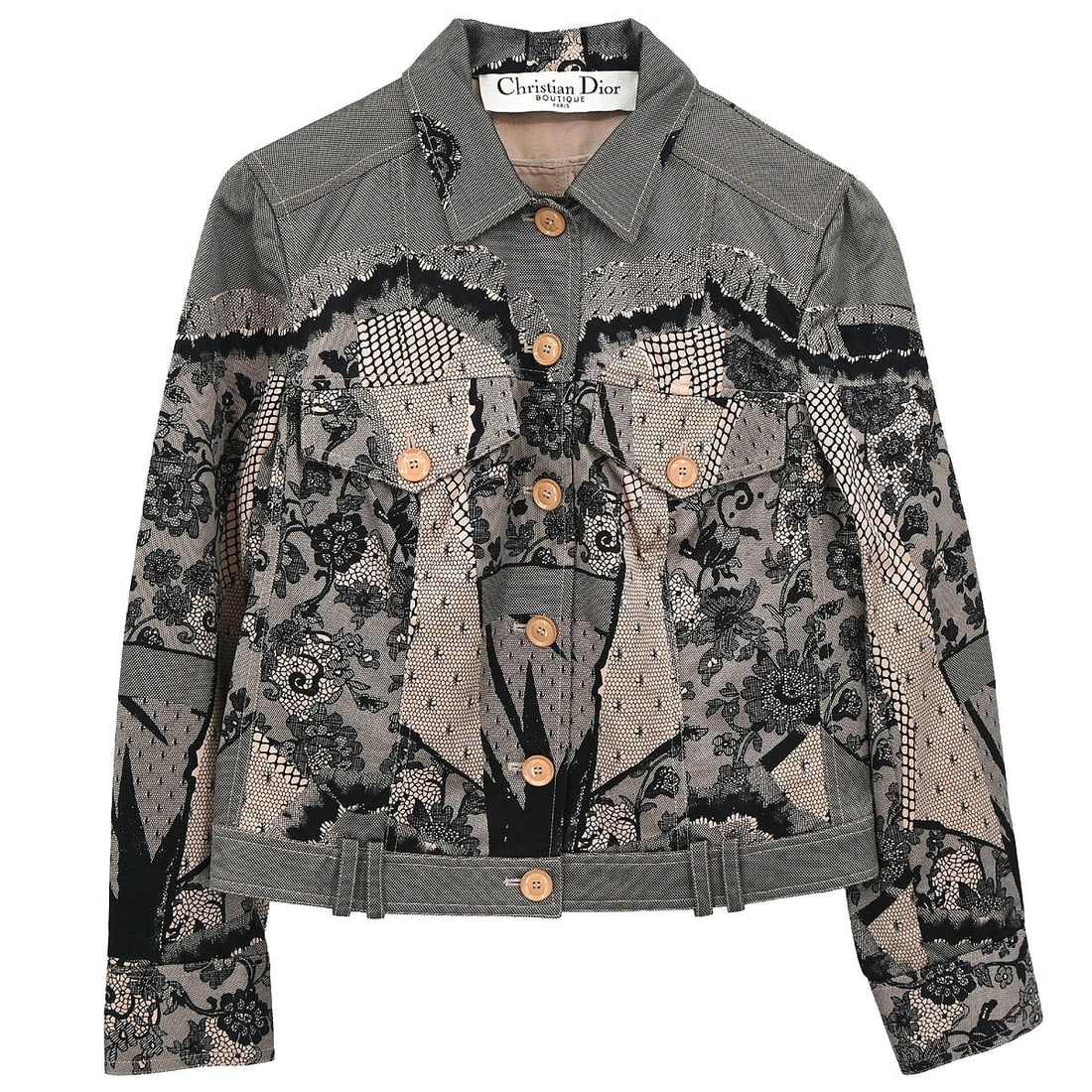 Pink and Black Lace Mid-Length Jacket by Christian Dior Size IT 42 (1 of 11)