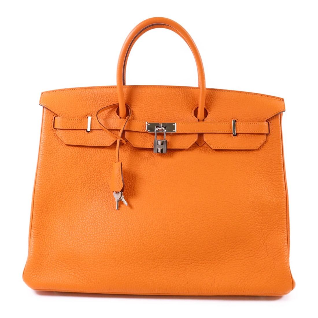 Orange Togo Leather Birkin 40 Handbag with Palladium Hardware by Hermes (1 of 18)