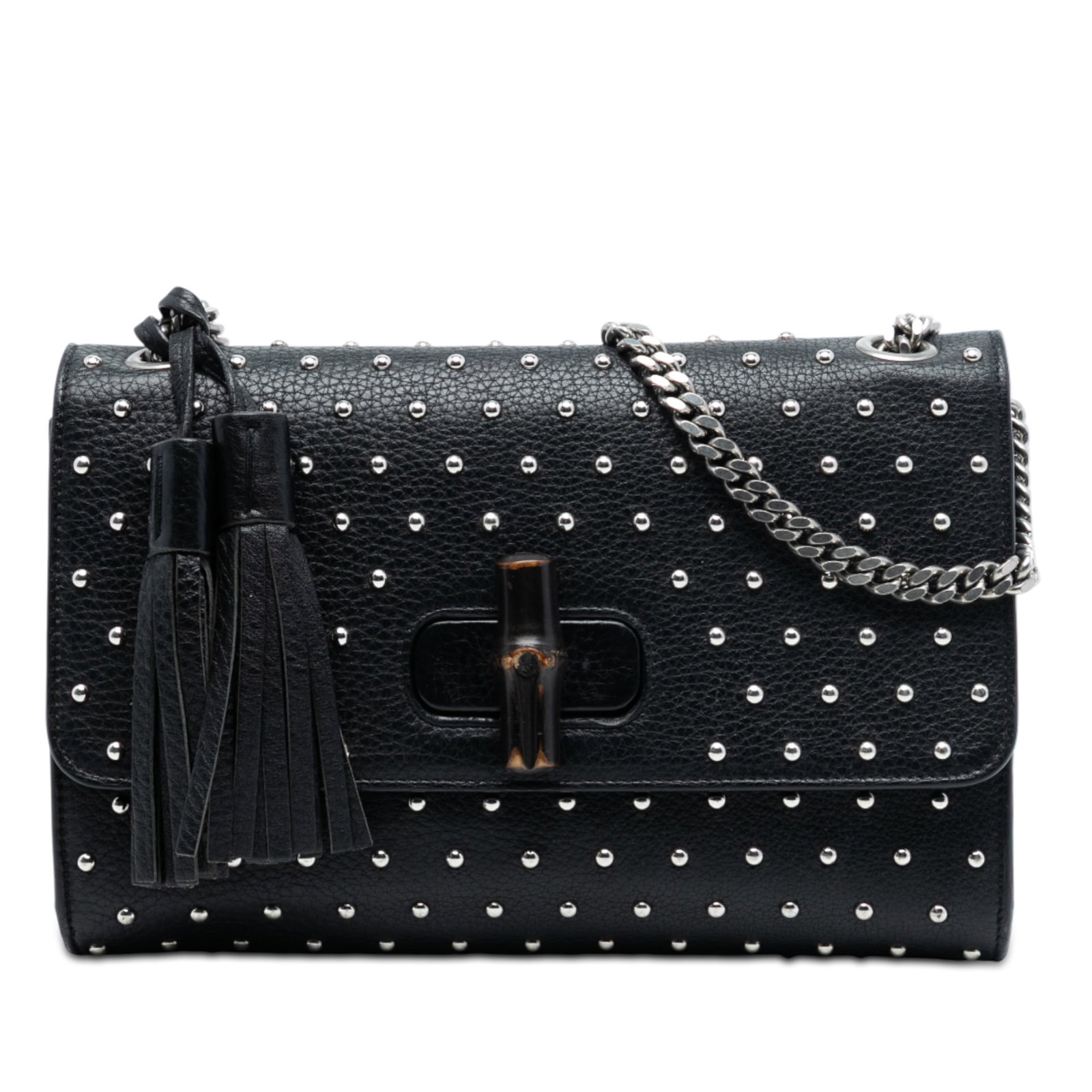 Gucci Miss Bamboo Studded Black Leather Medium Crossbody Bag (1 of 7)