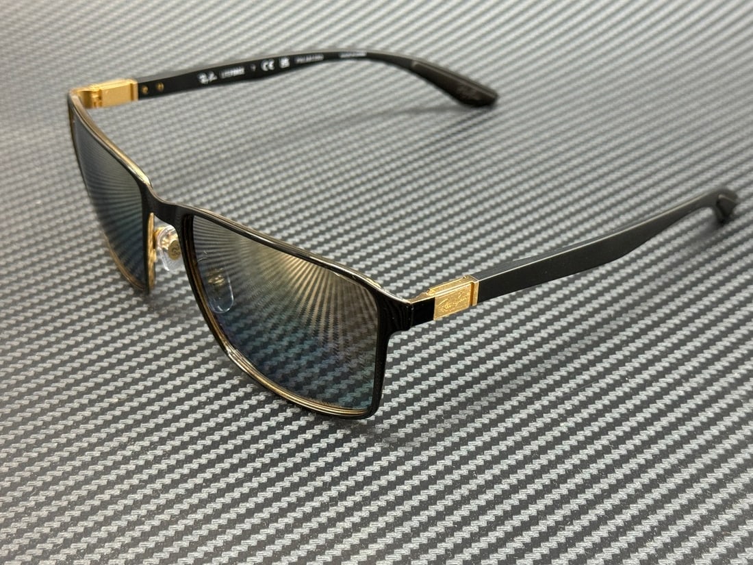 RAY BAN RB3721CH 187 J0 Black Gold Mirror Polarized Sunglasses (1 of 4)