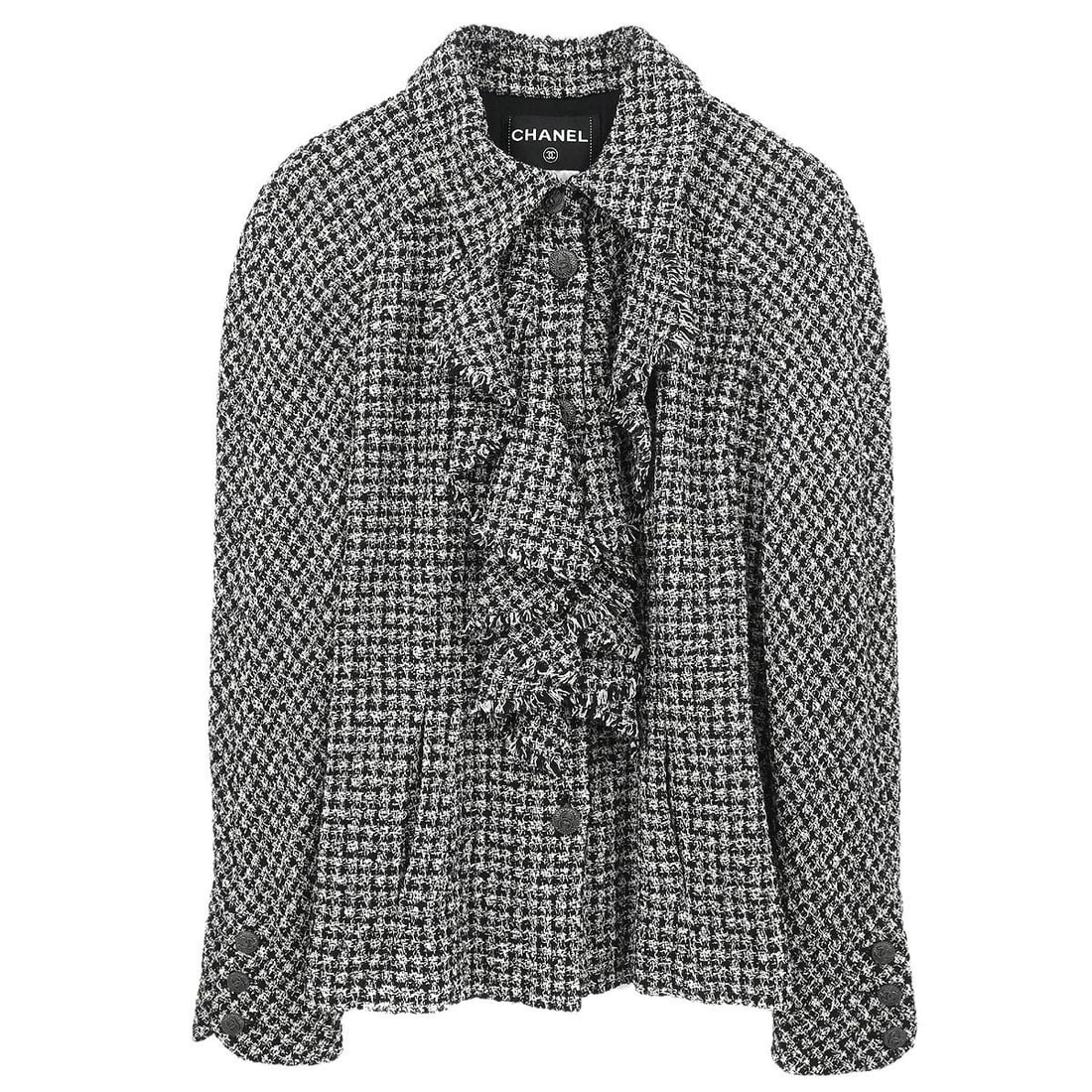 Black Tweed Single Breasted Jacket by Chanel Size 42 (1 of 11)