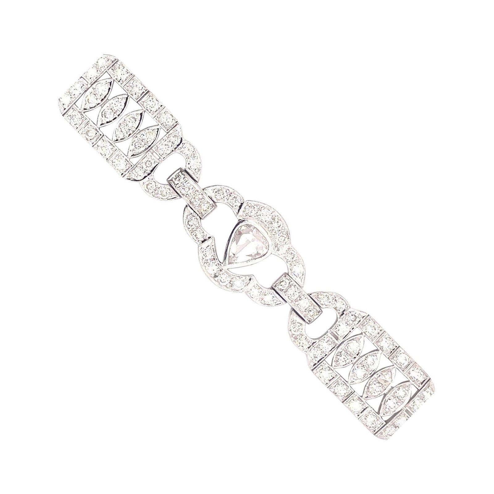 Art Deco Bracelet 9.35ct Diamonds in 18k White Gold (1 of 5)