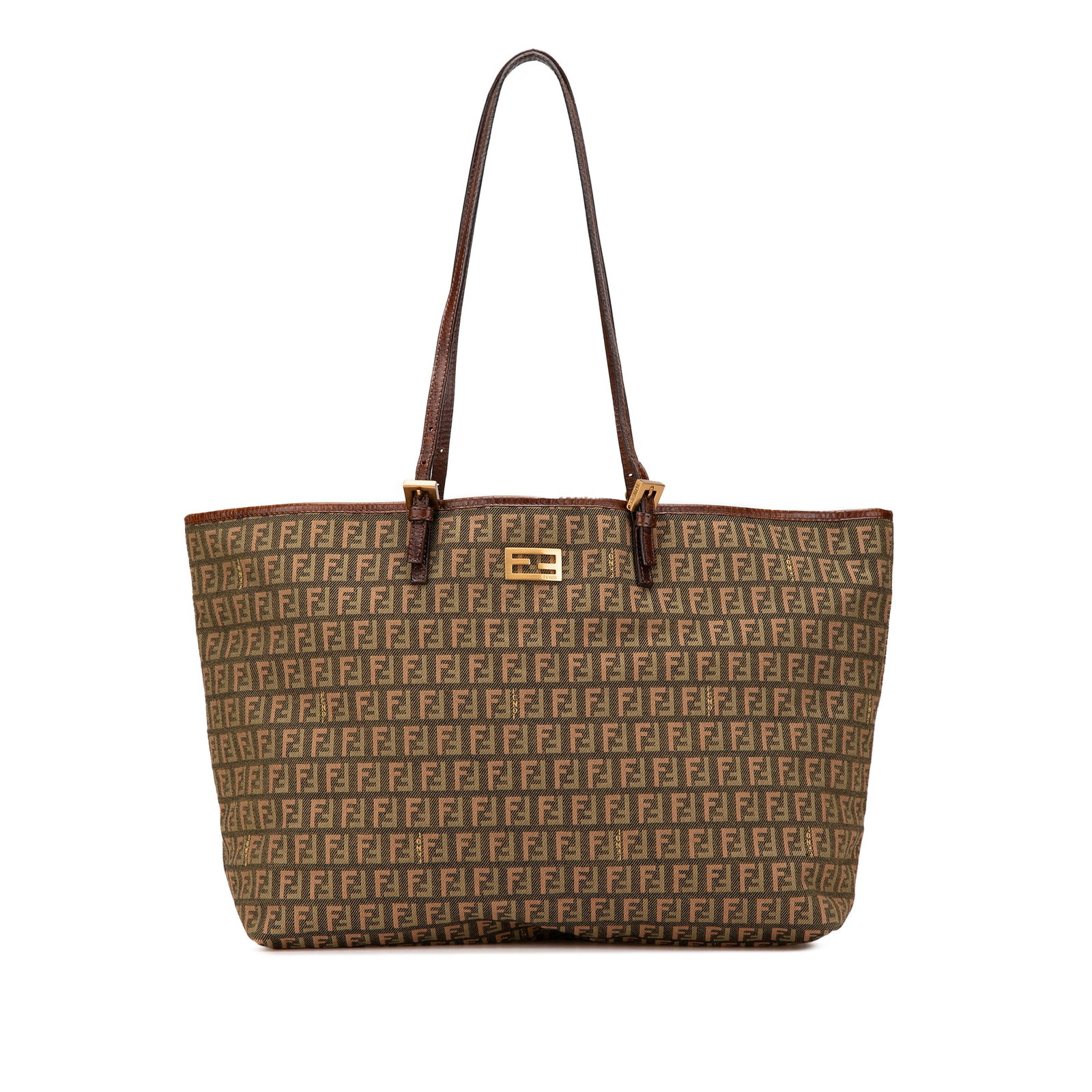 Fendi Large Zucchino Canvas Tote Brown Leather Trim Italy: Fendi Large Zucchino Canvas Tote Brown Leather Trim Italy Introducing the Fendi Large Zucchino Canvas Tote, a stylish and practical accessory that embodies luxury and functionality. This tote is craft