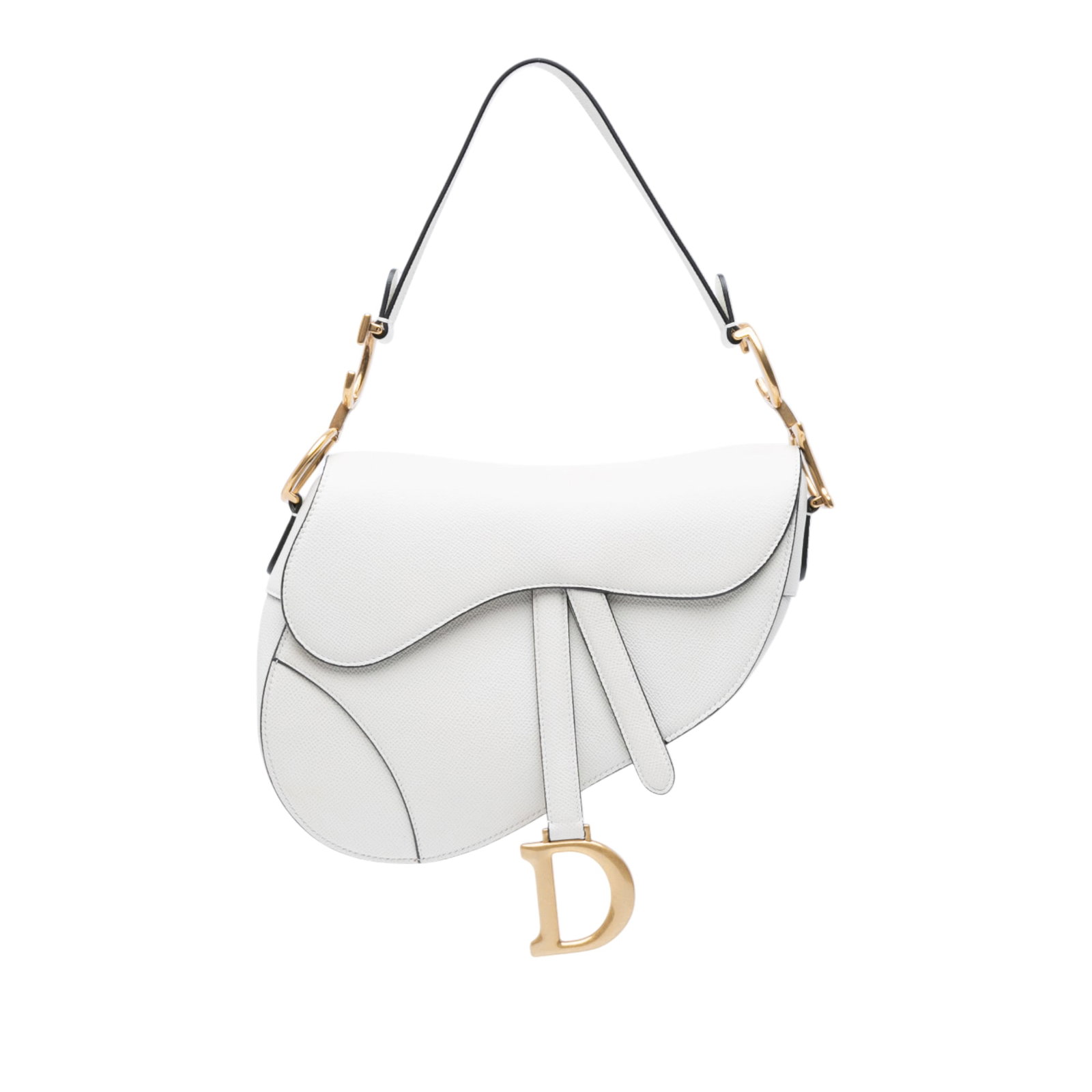 Dior Saddle Shoulder Bag in Grained Calfskin Leather White (1 of 12)