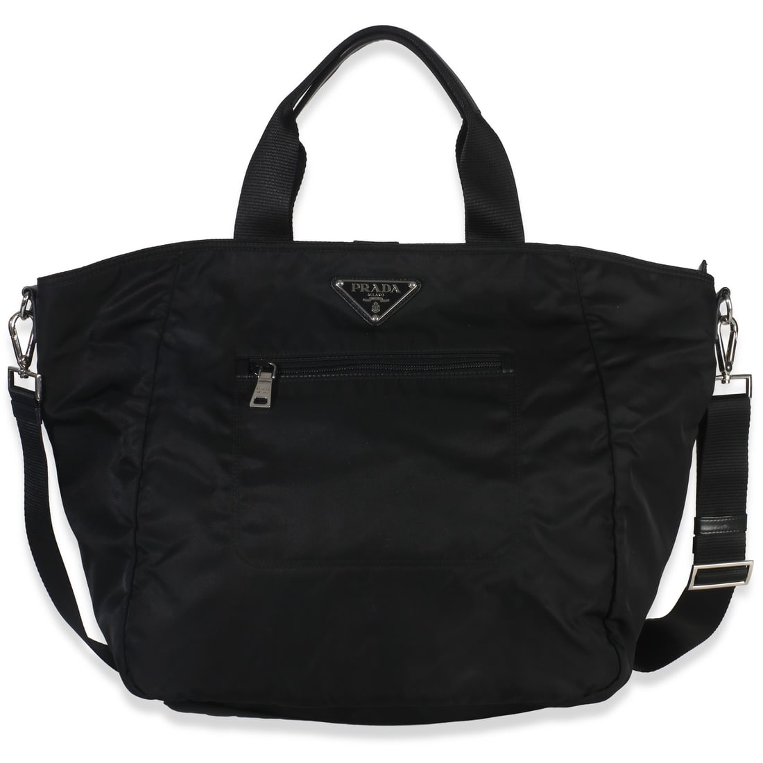 Tessuto Saffiano Leather Large Black Nylon Tote by Prada with Removable Strap (1 of 9)