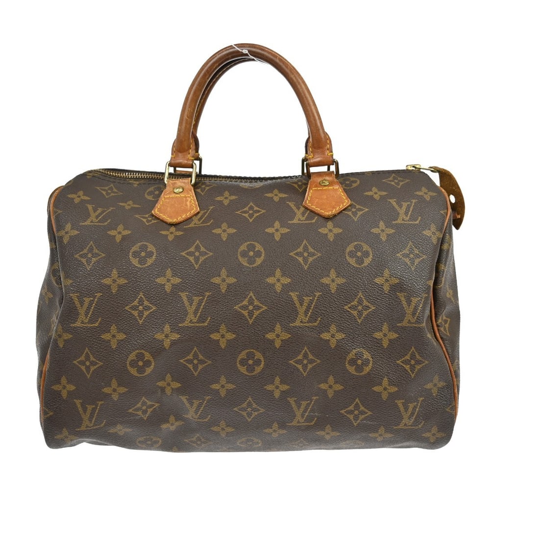 Louis Vuitton Speedy 30 Monogram Canvas Satchel Top Handle Bag M41526: Louis Vuitton Speedy 30 Monogram Canvas Satchel Top Handle Bag M41526 This Louis Vuitton Speedy 30 handbag features the iconic monogram canvas with beige leather double handles and a zip closure. Desi