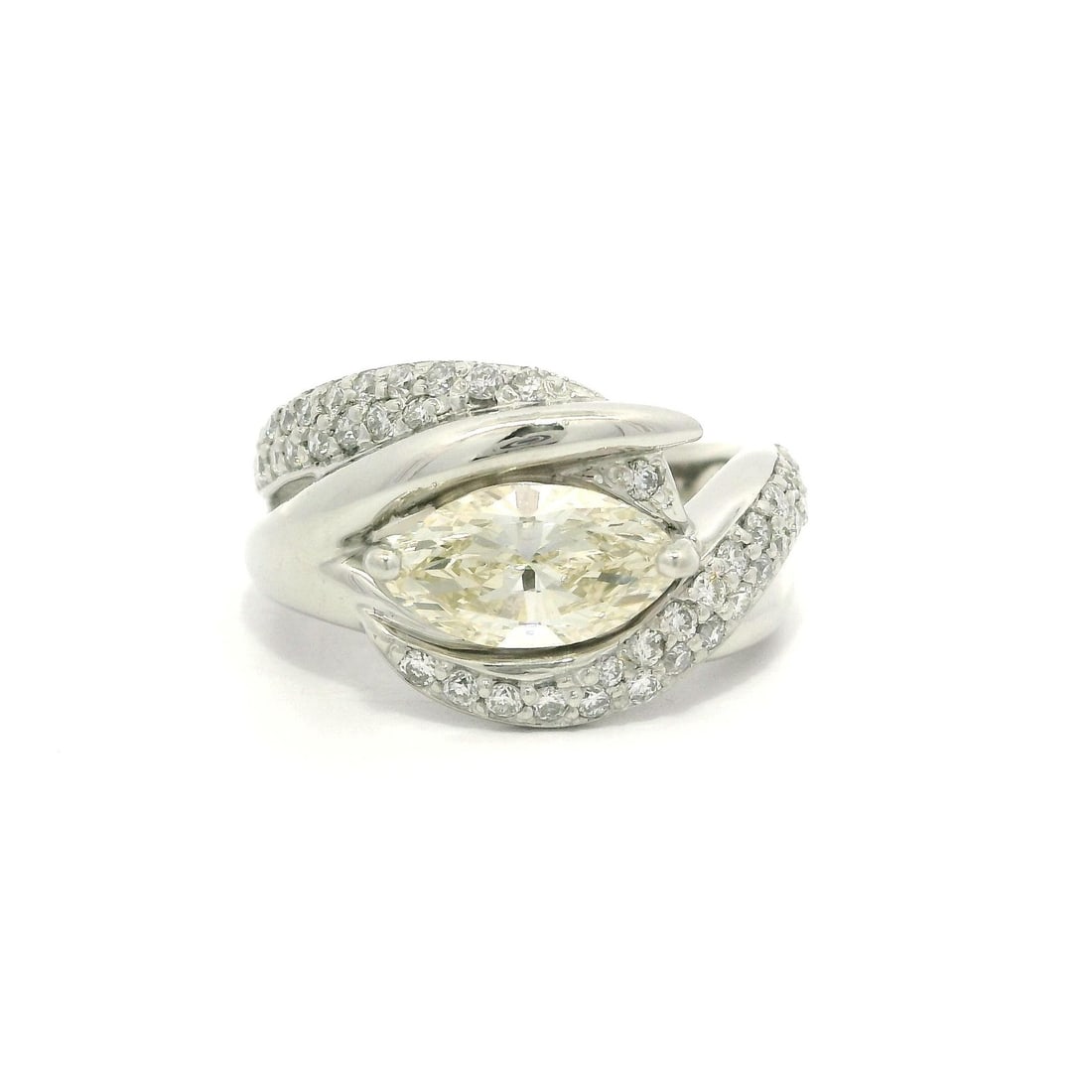 Platinum 1.47ctw Marquise Diamond Pave Bypass Cocktail Ring (1 of 17)