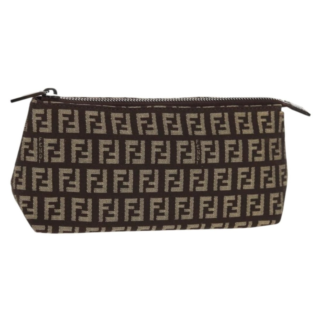 Brown Fendi Zucchino Canvas Pouch Small Italian Designer Bag (1 of 18)