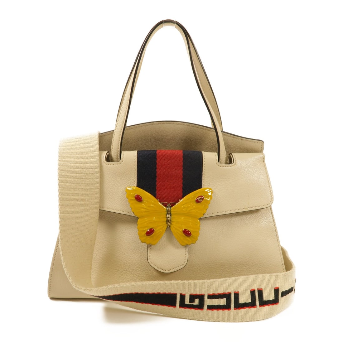 White Calfskin GUCCI GG Totem Butterfly Two Way Shoulder Bag (1 of 13)