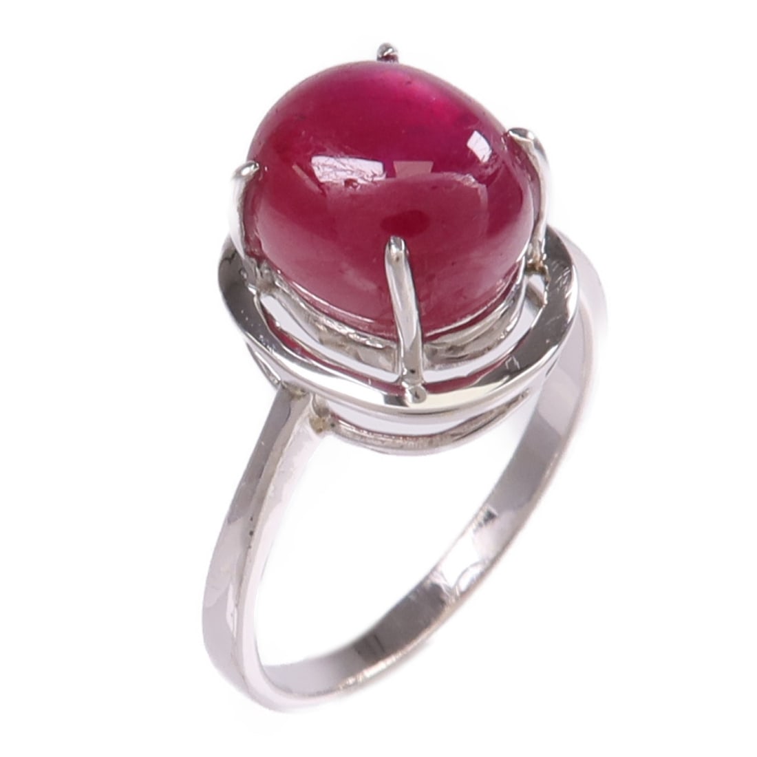 Red Color Stone Women's Ring in 18K White Gold Size 7 (1 of 8)