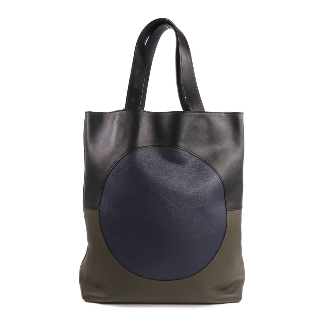 Hermes Jockey Shoulder Tote in Black Navy Gray Evercolor Evergrain Leather (1 of 14)