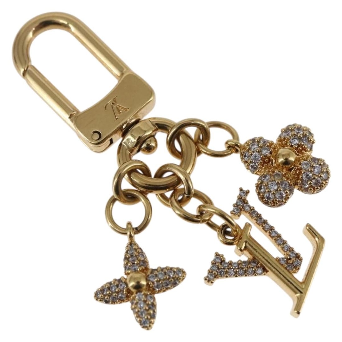 LOUIS VUITTON Gold Metal Micro Charm Key Holder M01566 Authenticated (1 of 10)