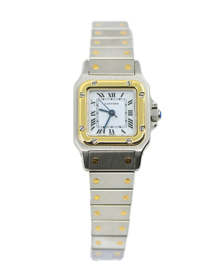 Cartier Santos Automatic 18K Stainless Steel Watch 1170902 with Box: Cartier Santos Automatic 18K Stainless Steel Watch 1170902 with Box Introducing the Cartier Santos wristwatch, a stunning blend of luxury and precision. This timepiece features a 24 mm stainless steel
