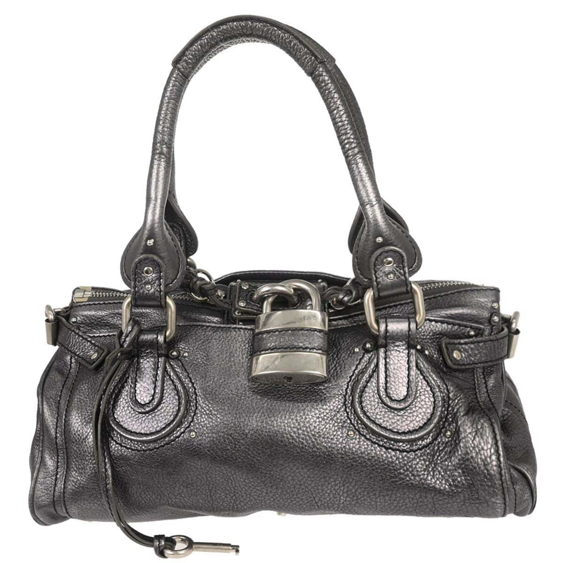 Chloe Paddington Medium Metallic Silver Leather Top Handle Bag (1 of 11)