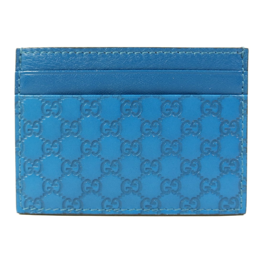 Blue Calfskin Leather GUCCI GG Card Case Made in Italy (1 of 12)