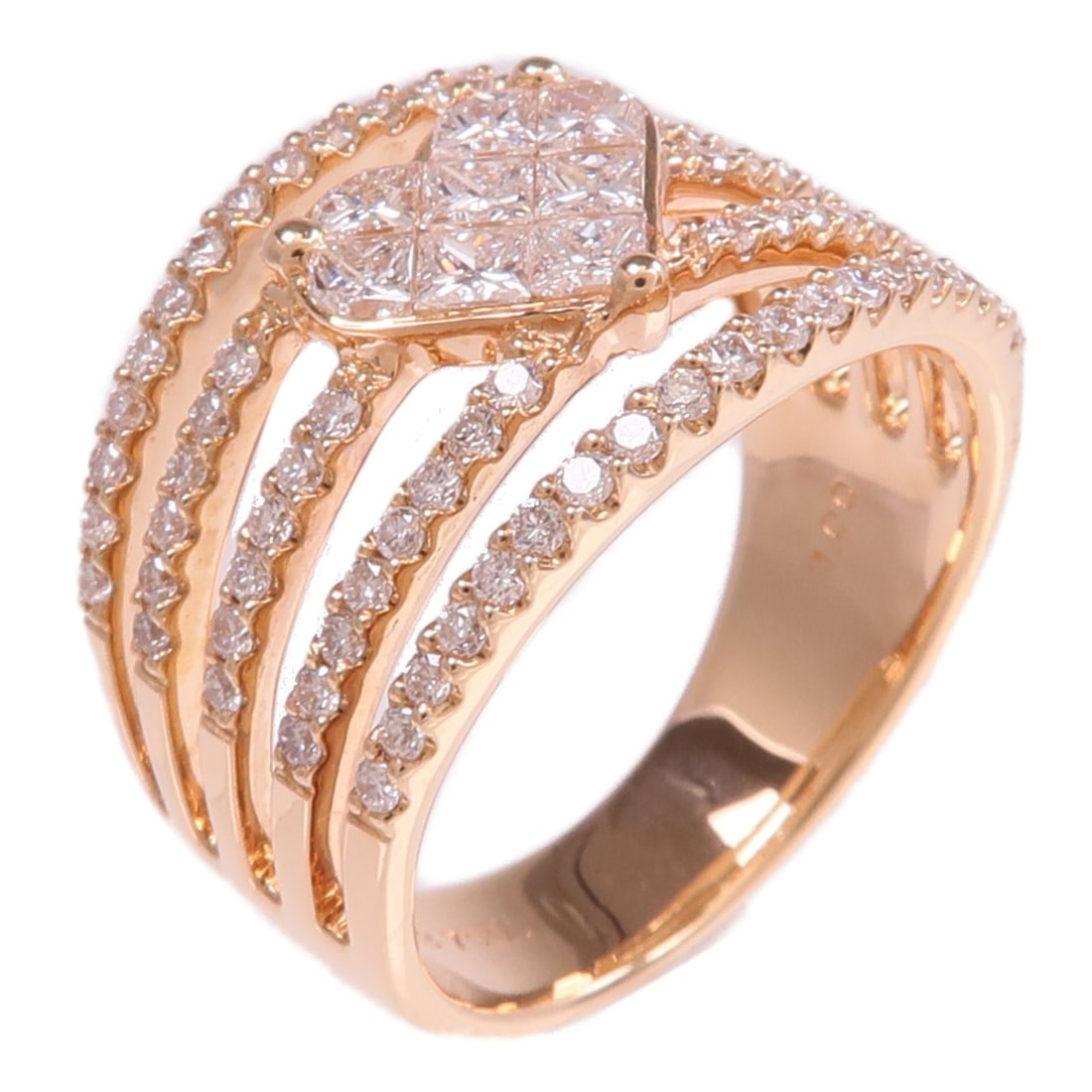 18K Rose Gold Diamond Women's Ring Size 5.75: 18K Rose Gold Diamond Women's Ring Size 5.75 This women's ring features a diamond set in 18K pink (rose) gold. The ring is designed in a regular size US 5.75 and is in very good condition. Specificati