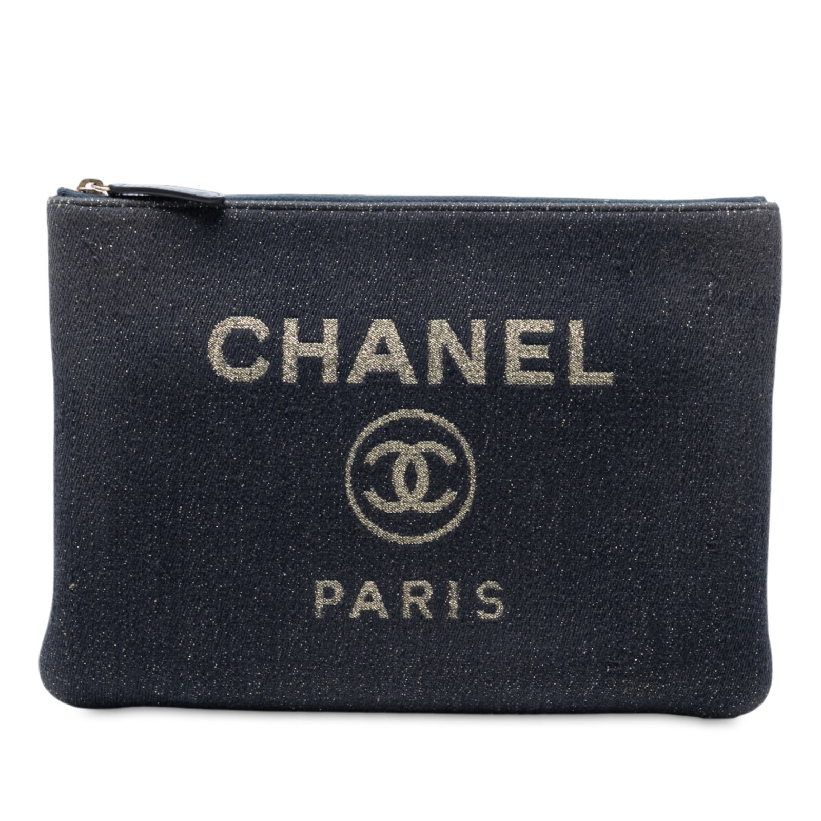 Chanel Medium Denim Deauville O Case Clutch Blue Fabric Bag (1 of 7)