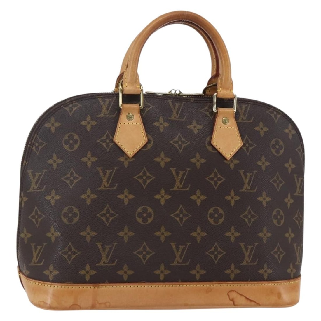 Alma Brown Monogram Canvas Handbag by Louis Vuitton: Alma Brown Monogram Canvas Handbag by Louis Vuitton This pre-owned Louis Vuitton Alma handbag features the iconic Monogram canvas in brown and is designed for women. Made in France, the bag shows sign