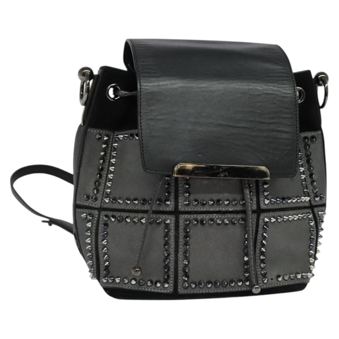 Christian Louboutin Lucky L Black Leather Convertible Backpack With Spiked Accents (1 of 18)