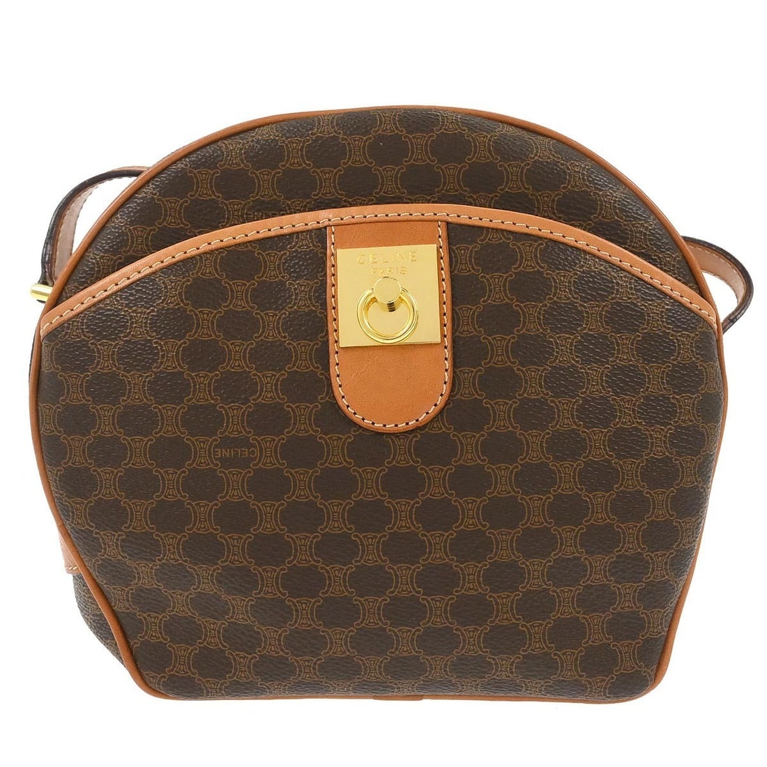 Celine Macadam Medium Brown PVC Shoulder Bag with Logo Accent (1 of 11)