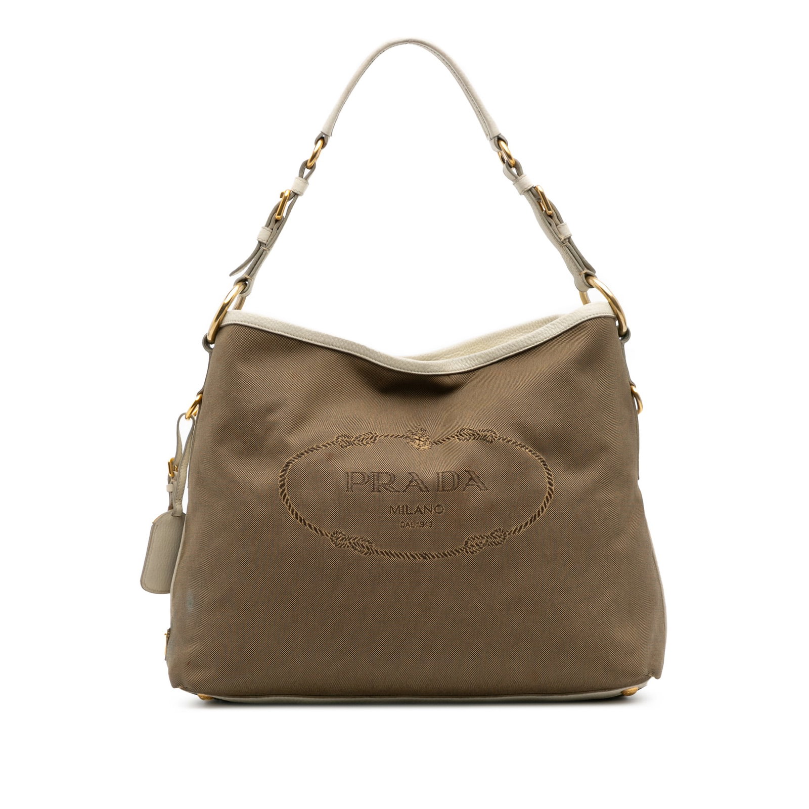 Prada Canvas Canapa Logo Brown Shoulder Bag (1 of 12)