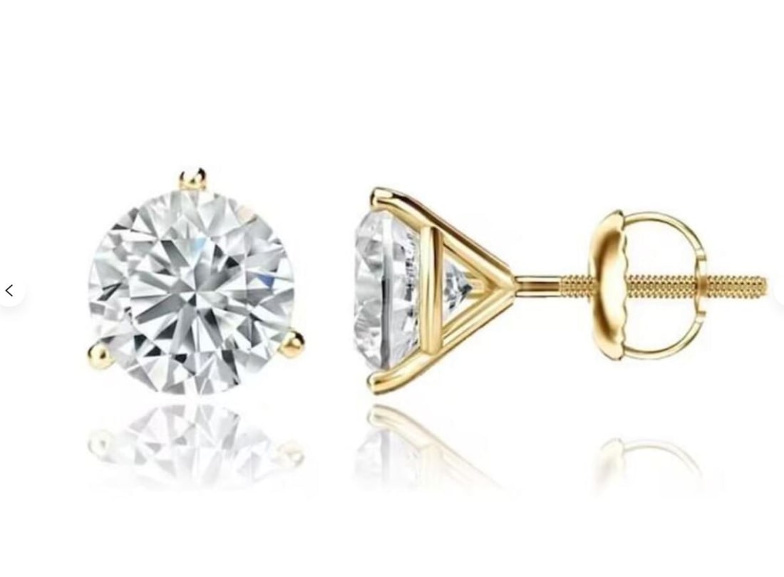 14K Yellow Gold Lab Grown Diamond 3 Ct.Tw. IGI Certified VS F+ Martini Stud Earrings (Available in (1 of 1)