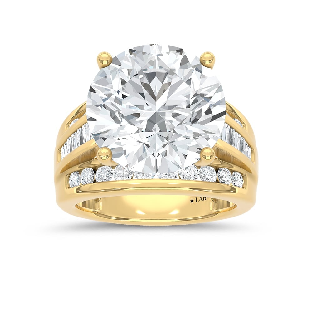 10K Yellow Gold Lab Grown Diamond 3 7/8 ct.Tw. Round Shape Engagement Ring (IGI Certified Center (1 of 4)