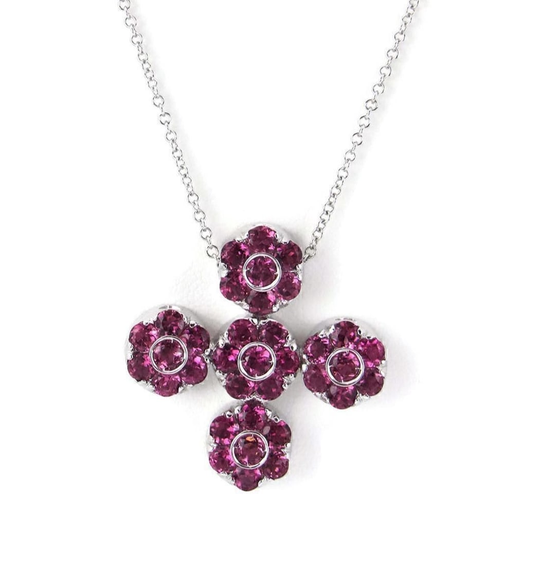 Pasquale Bruni Pink Tourmaline Cross Necklace in 18k White Gold 5.76ct Pendant (1 of 6)