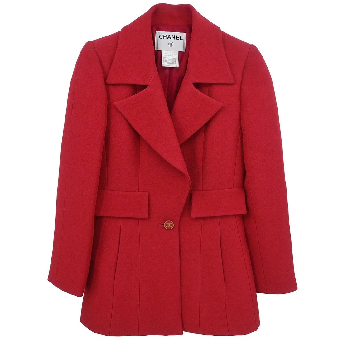 Chanel Red Wool Blend Mid-Length Women's Jacket Size 34 (1 of 12)