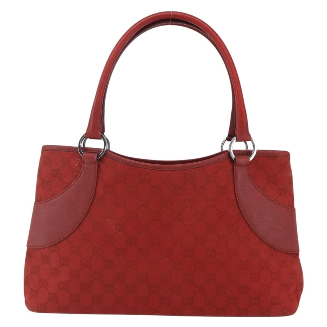 Gucci Red Vintage Ring Tote GG Canvas and Leather Handbag Italy (1 of 18)