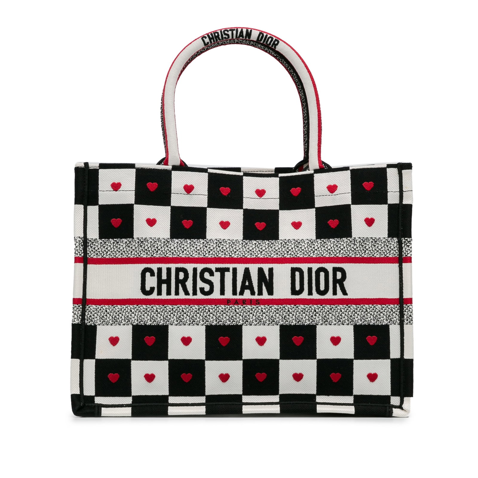 Dior DiorAmour Medium D-Chess Canvas Tote Bag White (1 of 9)