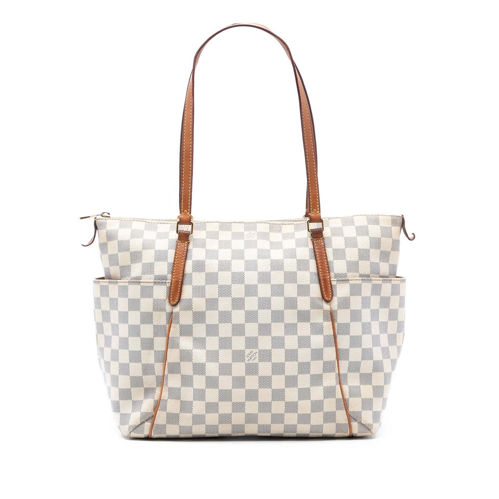 Damier Azur Canvas Totally MM Tote with Vachetta Leather Trim (1 of 7)