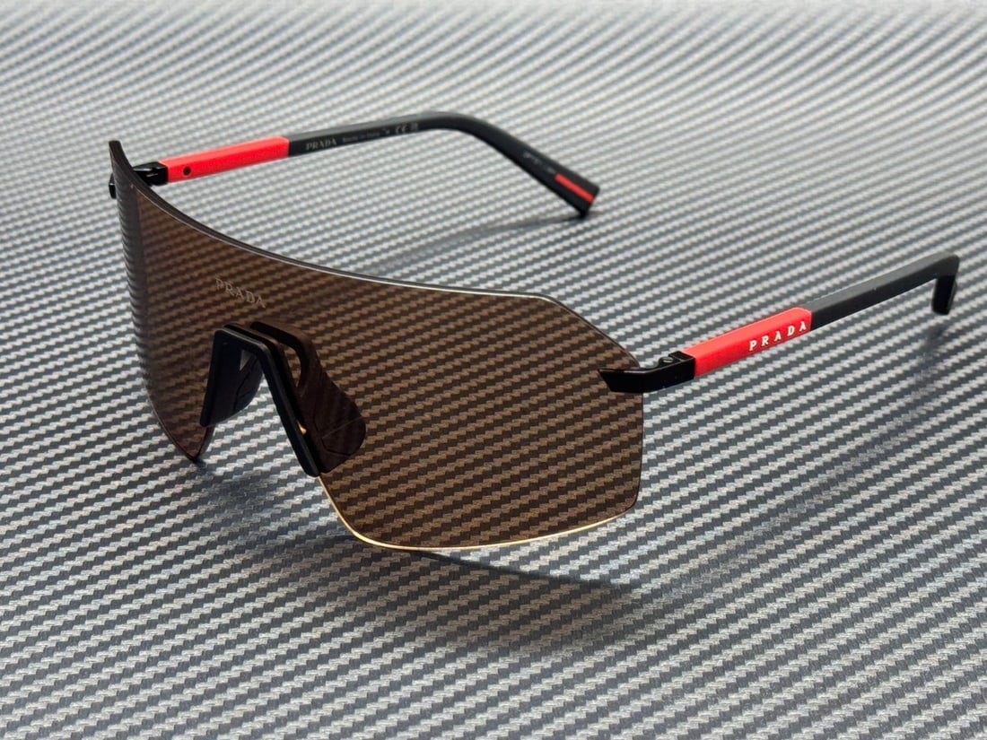 Men's Prada Linea Rossa PS B50S Black Sunglasses with Brown Lenses 70mm (1 of 4)