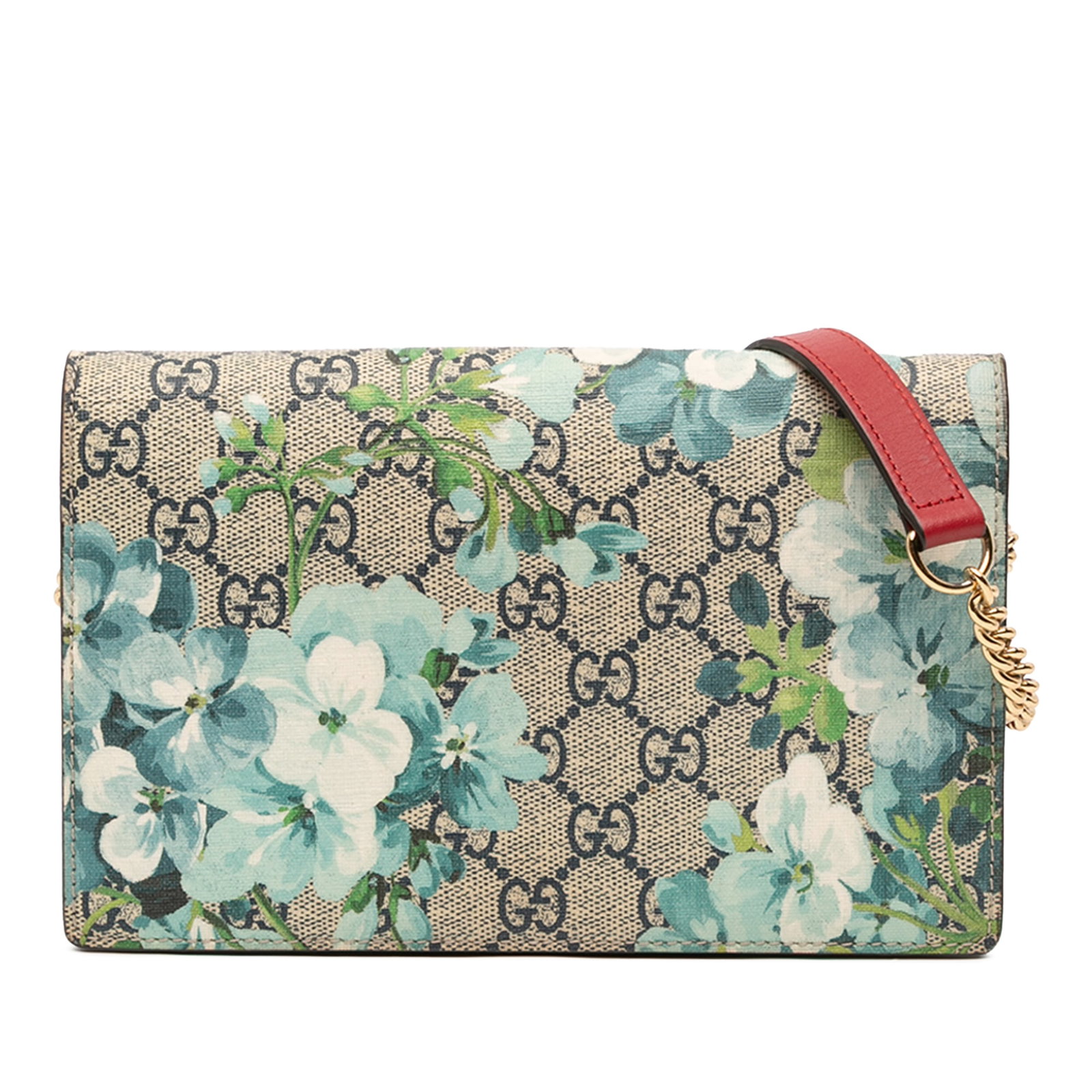 Gucci Blooms Print GG Supreme Chain Wallet Beige Floral Canvas (1 of 11)