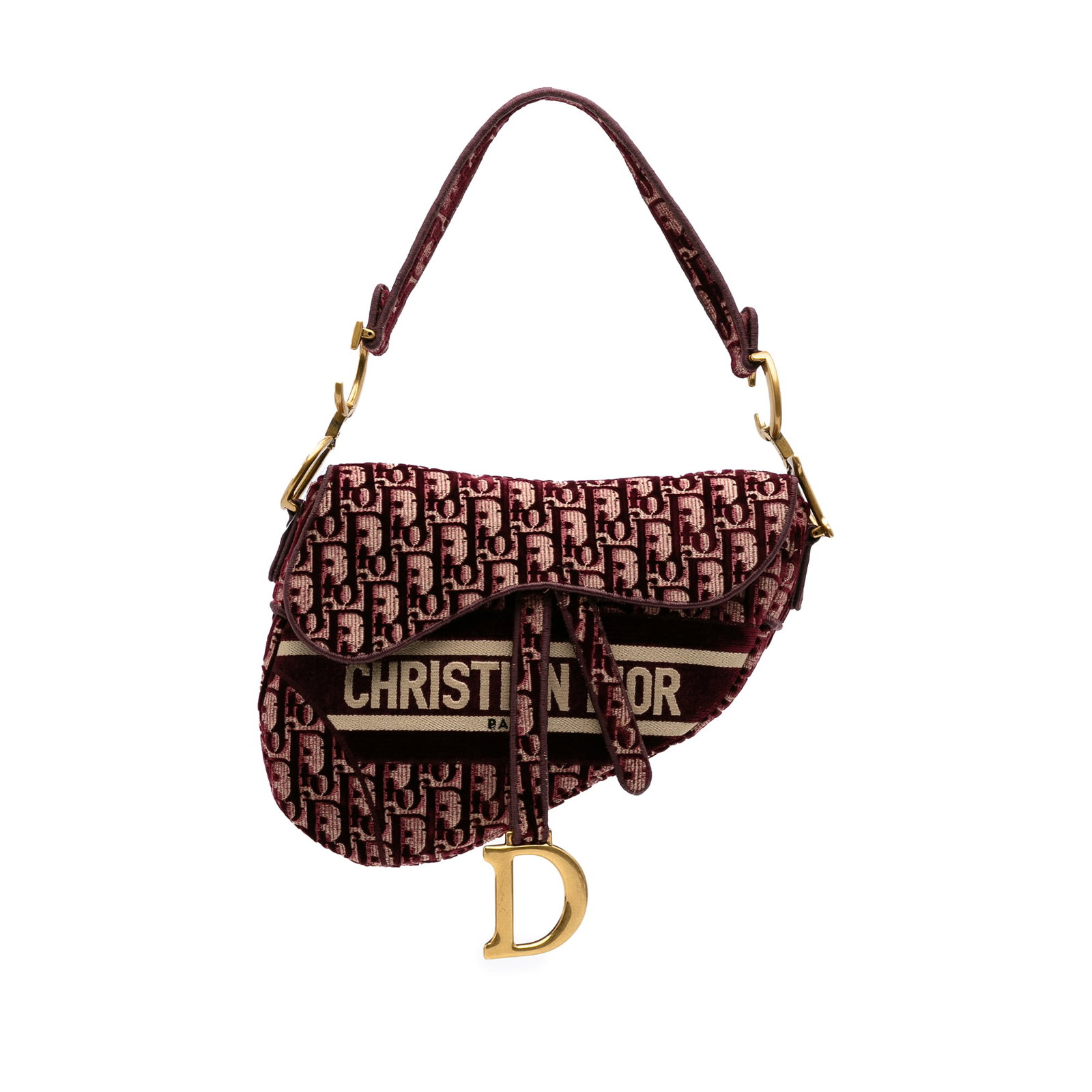 Dior Oblique Velvet Saddle Bag Red Fabric Made in Italy (1 of 11)