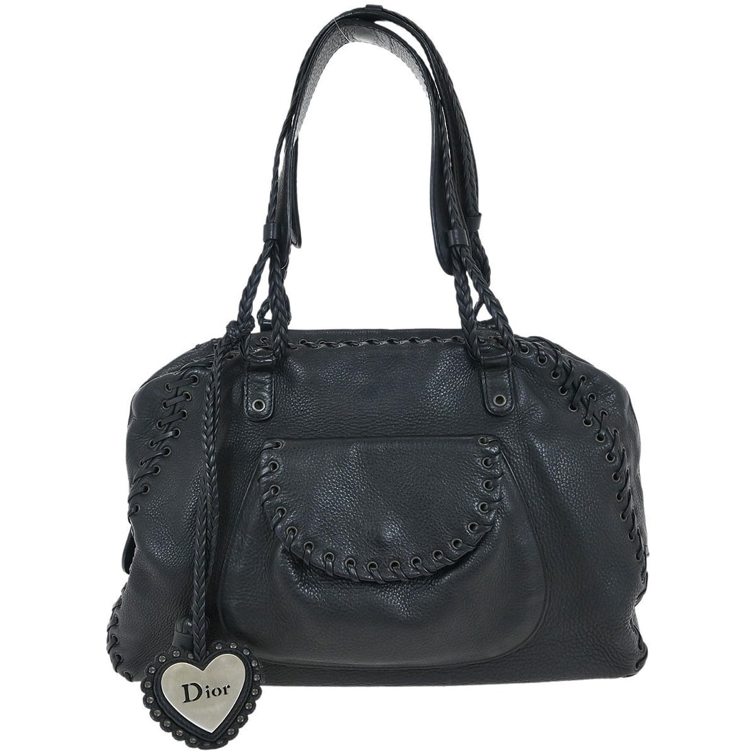 Christian Dior Black Leather Top Handle Handbag 02-BO-0077 (1 of 10)