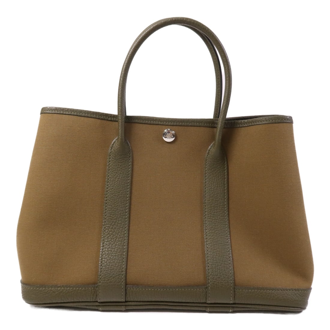 Hermes Garden Party TPM Green Canvas Tote with Palladium Hardware (1 of 14)