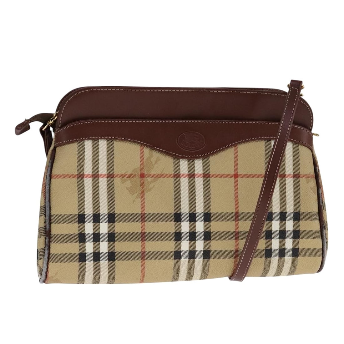 Burberrys Nova Check Beige PVC Leather Shoulder Handbag for Women: Burberrys Nova Check Beige PVC Leather Shoulder Handbag for Women This is a Burberrys Nova Check shoulder bag designed for women, featuring a beige, brown, and gold color scheme. The exterior is craft