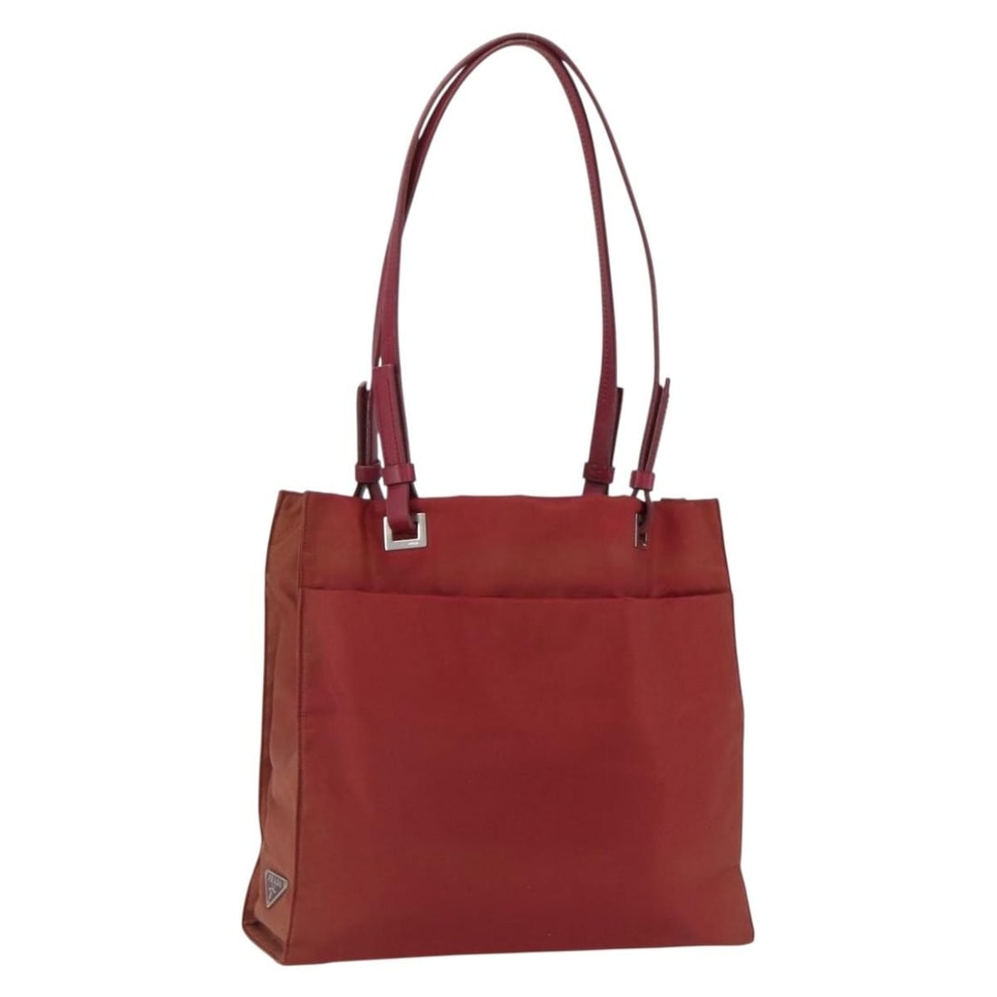 Nylon Prada Tote Bag Silver and Red with Guarantee Card: Nylon Prada Tote Bag Silver and Red with Guarantee Card This Prada tote bag is crafted from nylon featuring a silver and red exterior. It includes a guarantee card and was made in Italy. The tote offe