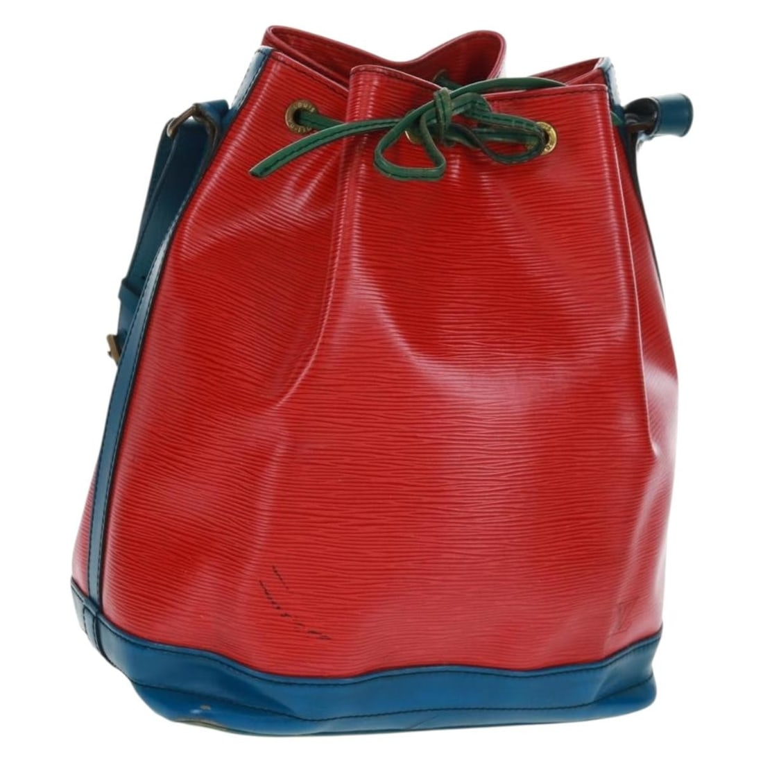 Louis Vuitton Epi Noe Red and Blue Leather Shoulder Bag M44084: Louis Vuitton Epi Noe Red and Blue Leather Shoulder Bag M44084 This is a Louis Vuitton Epi Noe shoulder bag featuring a striking tricolor design in red and blue. Crafted from durable Epi leather, the