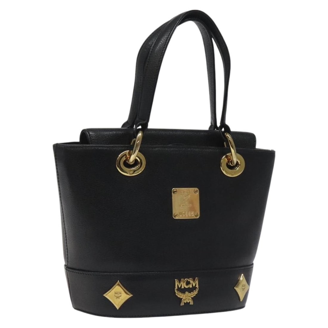 MCM Black Leather Handbag with Gold Accents for Women (1 of 18)