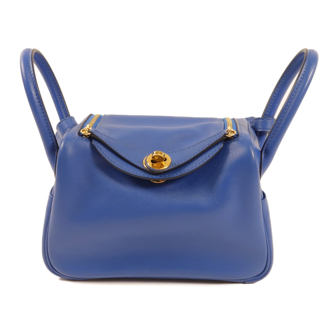 HERMES Mini Lindy 20 Handbag GHW Swift Leather Bleu France (1 of 14)