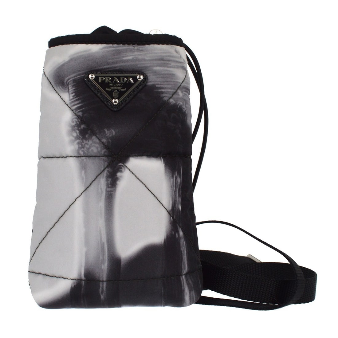 Mini Re-Nylon Smartphone Shoulder Bag in White and Black by Prada (1 of 6)